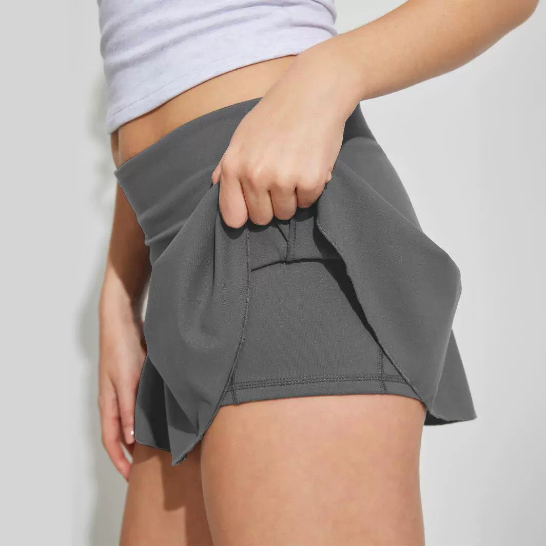 Plain Anti-wardrobe Malfunction Pants Pleated Skirt For Women