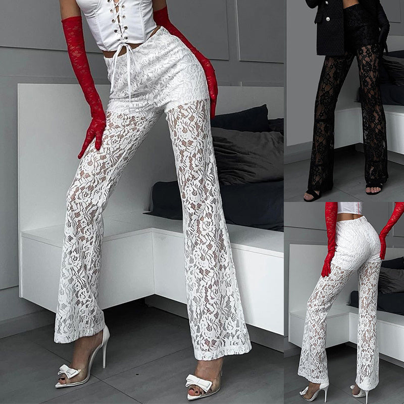 Sexy Lace  High Waist Straight Pants | Women's Clothing